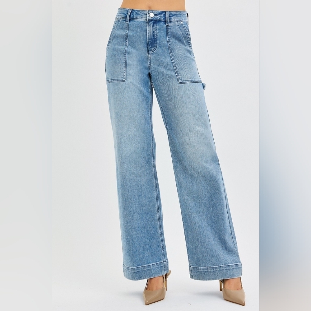 RISEN Women's Straight Leg Utility Jeans Patch Pocket Cargo Gorpcore Various NEW - Picture 10 of 12